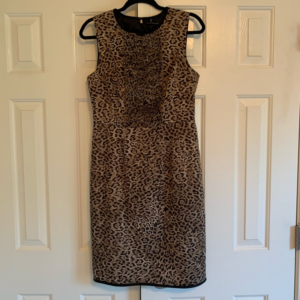 Elie Tahara leopard print fitted sleeveless dress